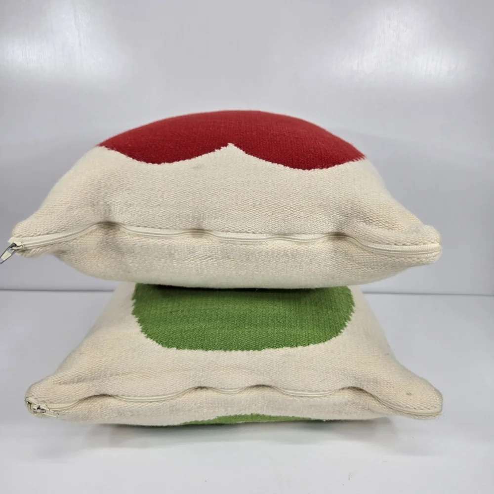 VTG Rare Jonathan Adler Intarsia Pear And Apple Throw Pillows Double Sided Fruit